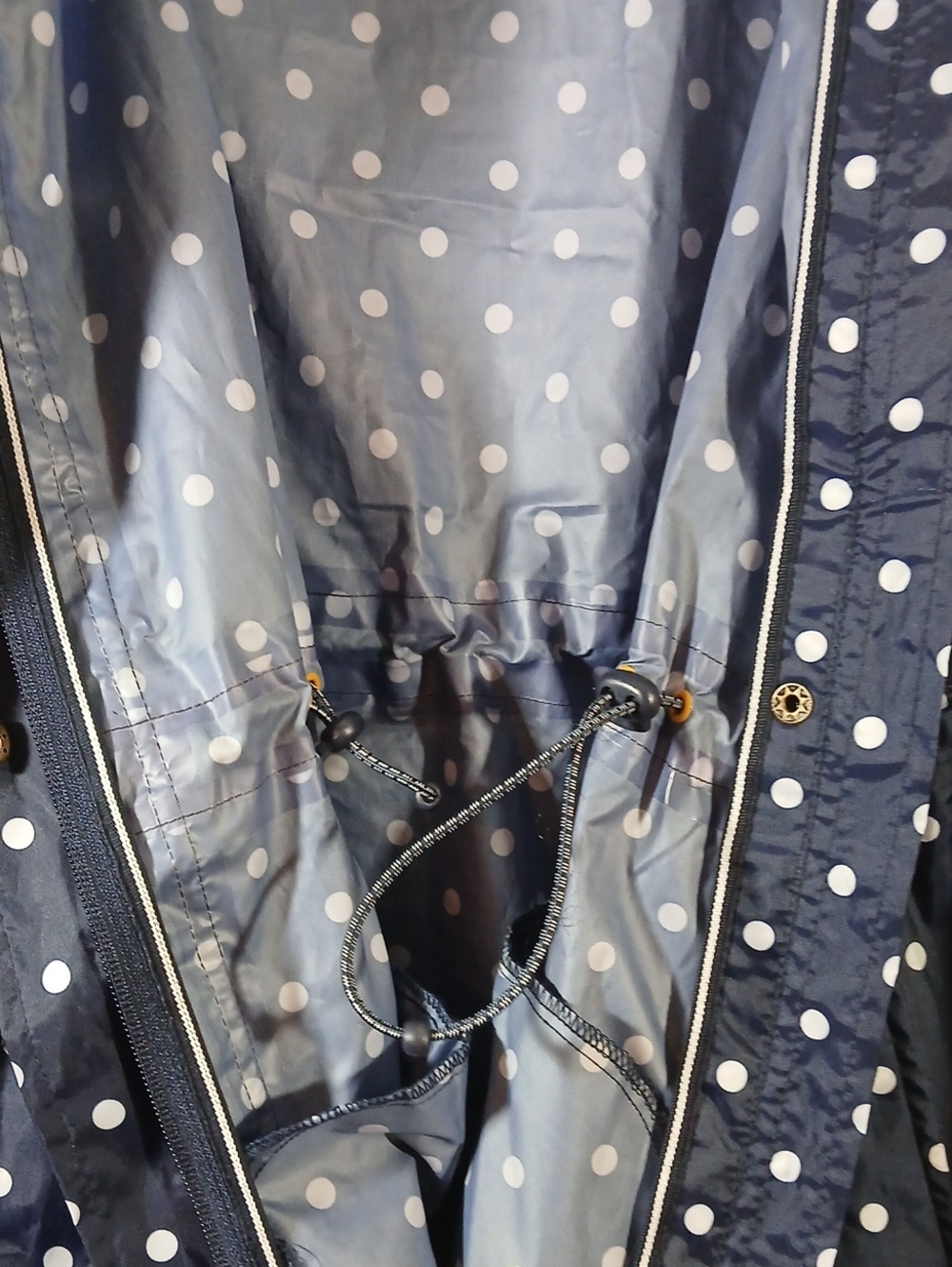 Joules NWT Womens 10 Rain Jacket Parka Blue Polka Dot Packable Waterproof Hooded - Picture 13 of 16